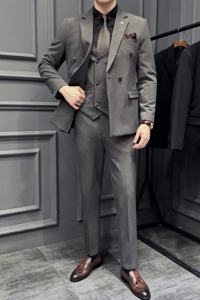 24新款男士三件套结婚礼服休闲正装修身英伦西服套装SJT9995-P285图片