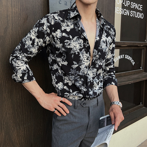 2025春季新男士长袖衬衫商务寸衫发型师方领衬衫A311-CSZ7802-P40图片