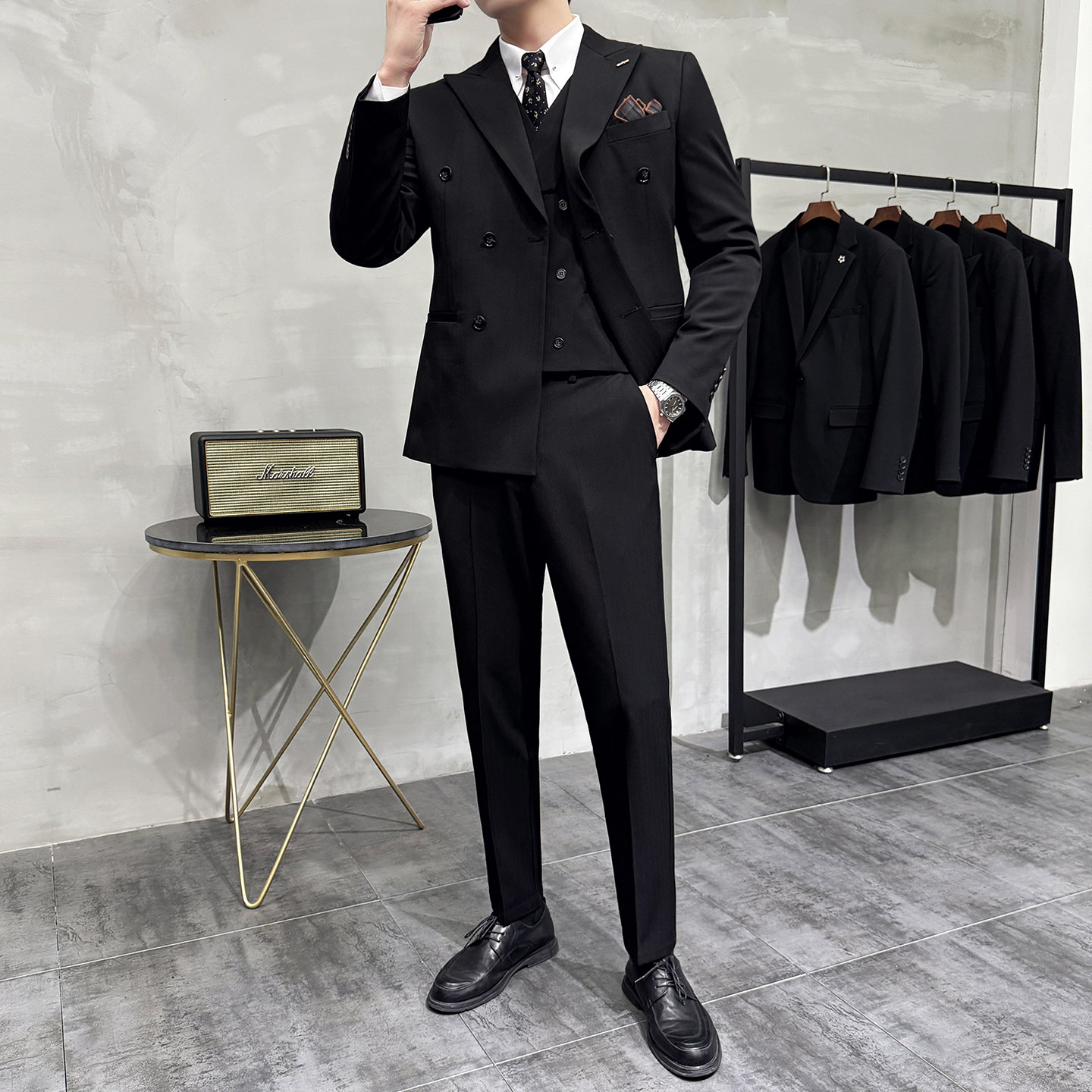 灰墙景2025秋季套装修身休闲商务大码男士礼服A311-SJT9013-P290,男装西服套装,电商A311