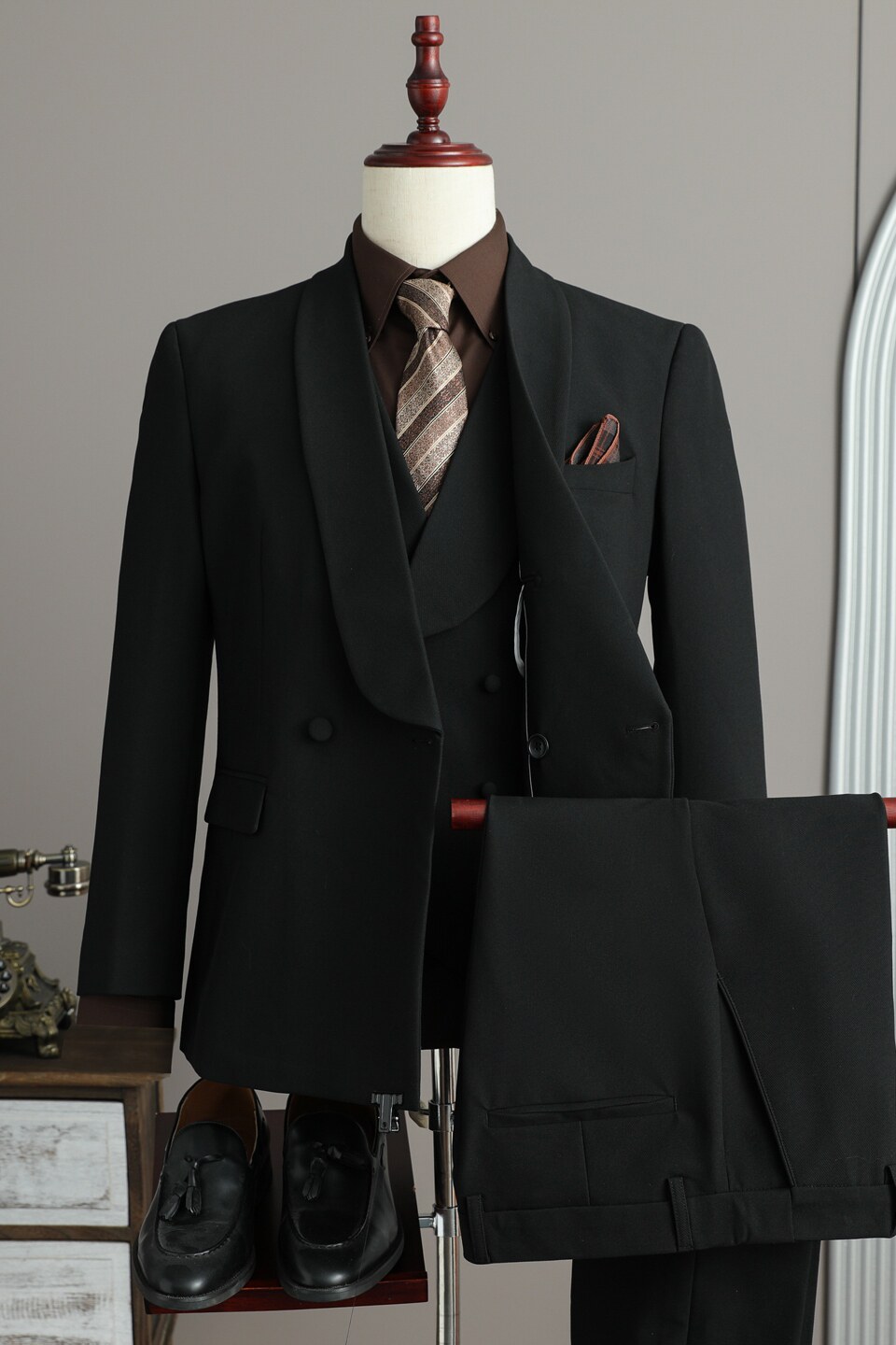 假模景2025秋季套装修身休闲商务大码男士礼服A311-SJT9012-P290,男装西服套装,电商A311