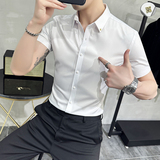 2025夏季新款衬衫男士修身休闲衬衣百搭短袖上衣男A311-CS830-P68，男装T恤，电商A311