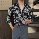 2025春季新男士长袖衬衫商务寸衫发型师方领衬衫A311-CSZ7802-P40，男装衬衫，电商A311