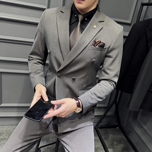 24新款男士三件套结婚礼服休闲正装修身英伦西服套装SJT9995-P285图片