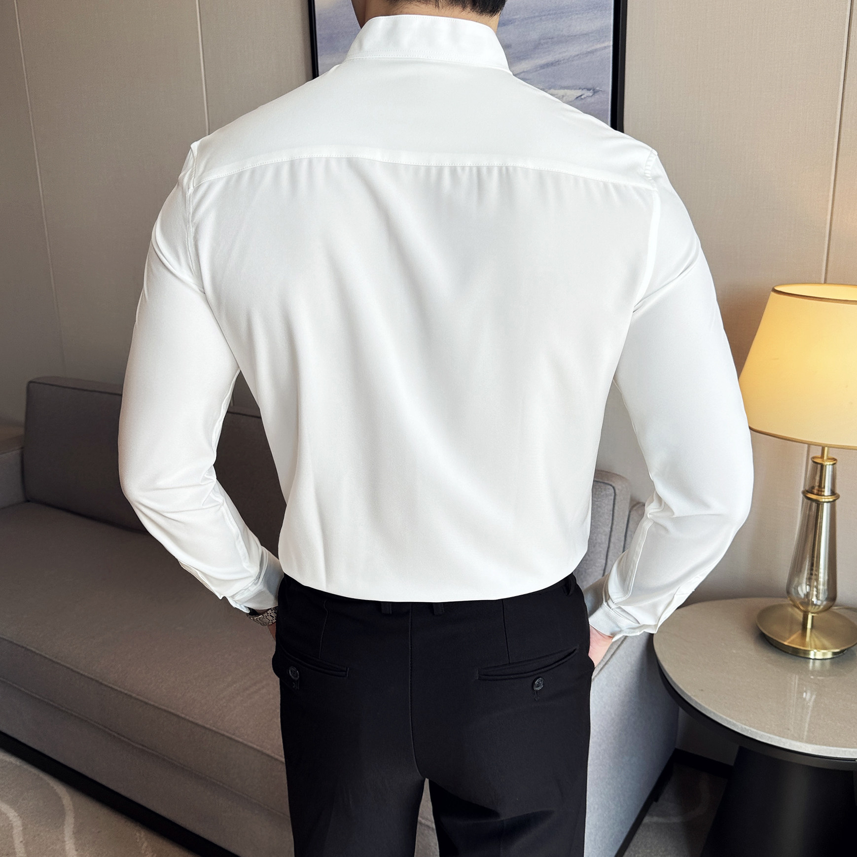 新中式立领长袖衬衫男秋季韩版修身潮流男装A311-CSG1119-P50,男装衬衫,电商A311
