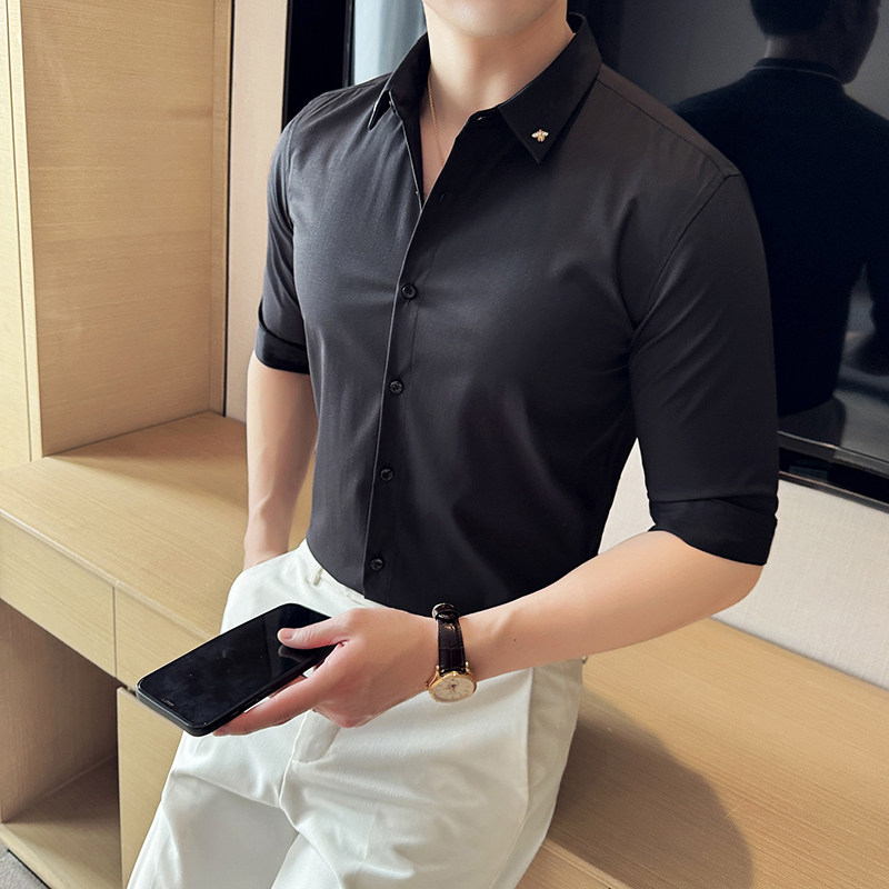2025春季青年纯色修身衬衫男长袖商务休闲衬衣A311-CSC2401-P53,男装衬衫,电商A311