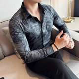 2025春秋季青年印花衬衫男长袖商务休闲衬衣A311-CSZ7703-P58，男装衬衫，电商A311