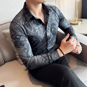 2025春秋季青年印花衬衫男长袖商务休闲衬衣A311-CSZ7703-P58图片