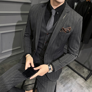 2025秋冬新西装套装修身休闲商务大码工西服男士礼服SJT9823-P265图片