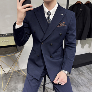 灰墙景 2025秋季套装修身休闲商务大码男士礼服A311-SJT9013-P290图片