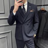 木框景2025春季西服套装男三件套英伦商务西装A311-SJT9997-P285，男装西服，电商A311