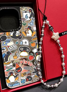 C家PINGU企鹅贴纸适用iphone16promax17PROMAX手机壳15pro苹果14plus磁吸MagSafe镜面13日韩卡通12可爱趣味女