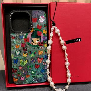 C家奈良美智涂鸦女孩适用苹果16promax/17PRO手机壳iphone15镜面MagSafe磁吸14pro保护套13卡通搞怪12/17