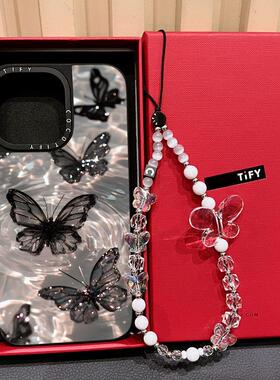 C家高级水波纹黑色蝴蝶磁吸MagSafe适用iPhone16/17ProMax手机壳新款苹果15PRO明星同款14防摔15plus女13Pro