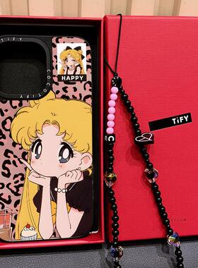 C家原创豹纹美少女水冰月适用苹果16pro手机壳iphone15镜面磁吸14promax17甜酷少女13/12网红11手链挂绳plus