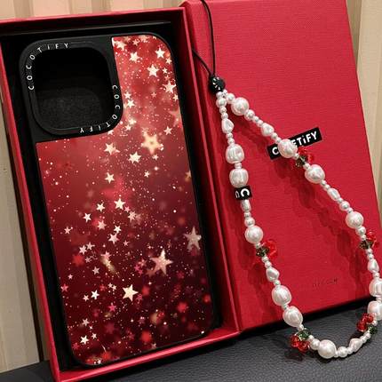 C家红色闪粉星星适用iphone16手机壳15promax苹果14pro磁吸MagSafe高级感13甜酷少女12高端轻奢17PRO网红plus