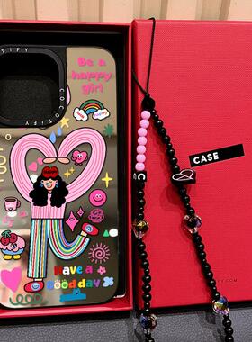 C家磁吸MagSafe比心奇妙世界女孩插画适用iphone16手机壳15promax保护套14pro镜面防摔13日韩ins艺术17PROMAX