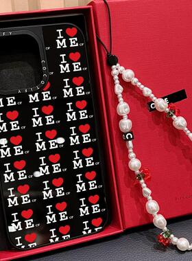 C家爱心英文字母排列适用苹果16promax/17pro 手机壳iphone15镜面MagSafe磁吸14pro小众I LOVE ME网红13情侣