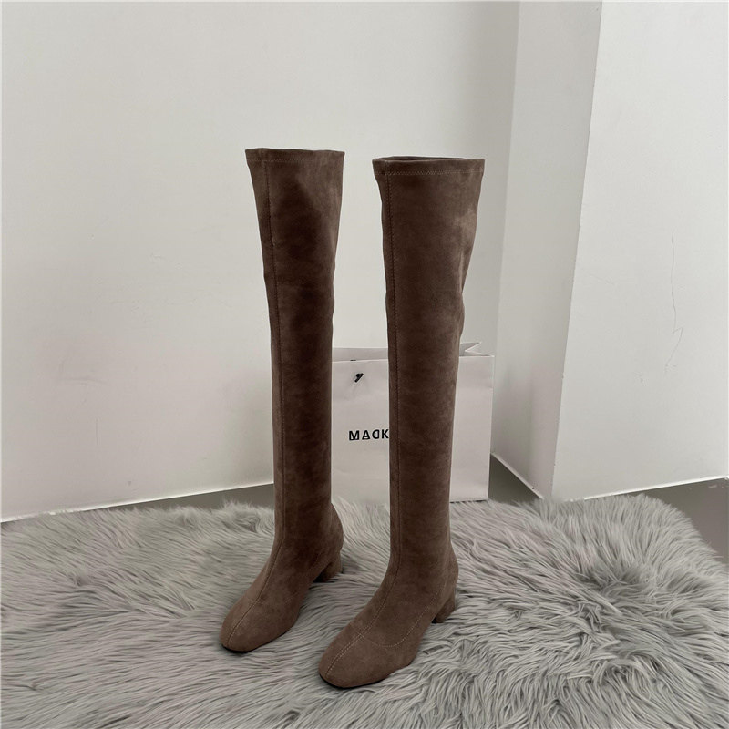 HIGH HEELS STRETCH SKINNY BOOTS WOMENS SHOES AUTUMN AND WINTER 2024 NEW INTERNET CELEBRITY OVER-THE-KNEE SKIRT VERSATILE SINGLE BOOTS