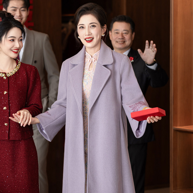紫色羊毛大衣呢子外套女高级感超好看秋冬中长款气质显瘦厚款外套