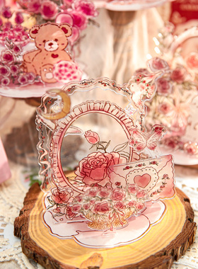 手绘玫瑰DIY亚克力多插立牌摆件