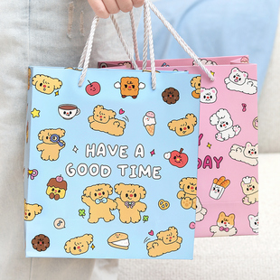 欢乐甜饼屋礼品袋 ins卡通可爱小图案插画生日伴手礼物袋手提袋子