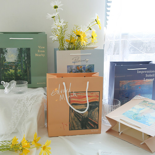 复古油画礼品袋文艺生日手提袋子