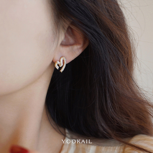 上新88折 满钻爱心耳环2025新款爆款高级感轻奢度假风耳饰女耳钉