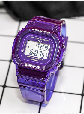 卡西欧学生电子运动防水方形女表BABYG冰淇淋BGD-560CR-2 BLX-560