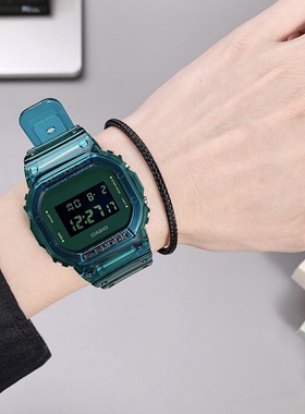 CASIO卡西欧G-SHOCK运动透明方形手表男女潮DW-5600SB-3 4D SKE-7