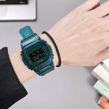 CASIO卡西欧G-SHOCK运动透明方形手表男女潮DW-5600SB-3 4D SKE-7