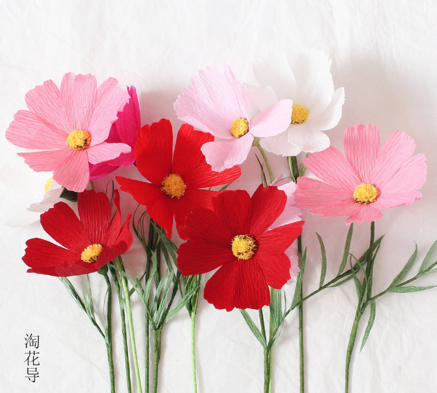 学生手工艺术课皱纹纸折纸花成品格桑花波斯菊花橱窗装饰仿真花