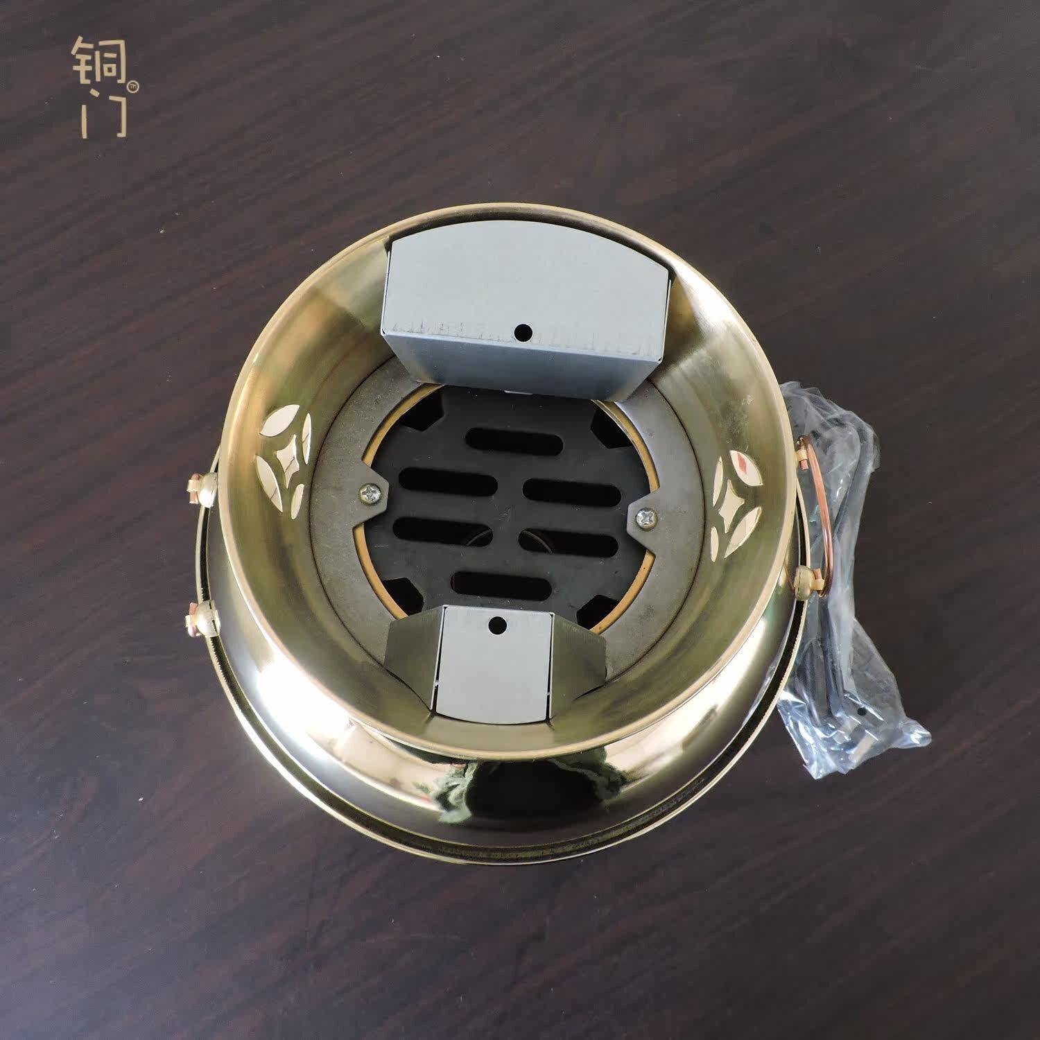 插电铜火锅家用黄铜电热锅电碳两用老北京涮羊肉纯铜锅