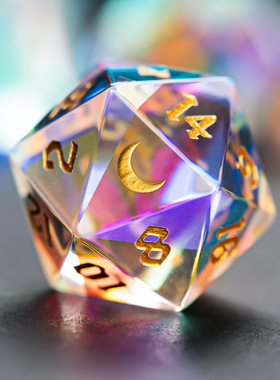 月亮幻彩琉璃水晶骰子20面骰COC骰子克苏鲁博德之门dnd跑团骰子