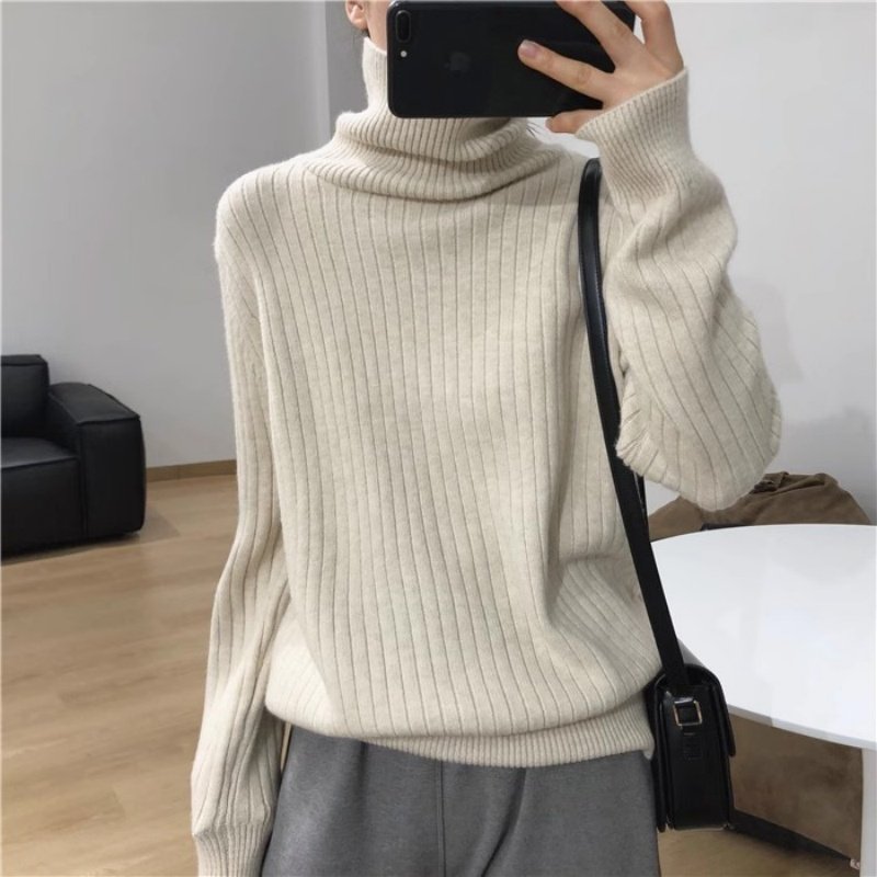秋冬新款高领羊毛衫女抽条套头打底加厚毛衣宽松羊毛内搭针织衫,女装/女士精品,毛针织衫,淘宝优惠券,粉丝福利购,淘宝优惠卷