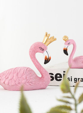 创意ins火烈鸟树脂摆件 可爱动物卧室客厅摆设情人节礼物北欧装饰