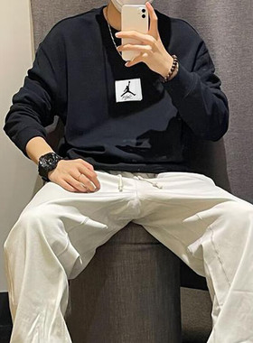 Nike耐克Jordan乔丹舒适简约男薄绒圆领运动衫柔软休闲卫衣FB6935
