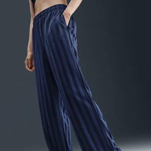 Nike耐克25秋季女子休闲透气舒适针织中腰提花条纹刺绣长裤HV5134