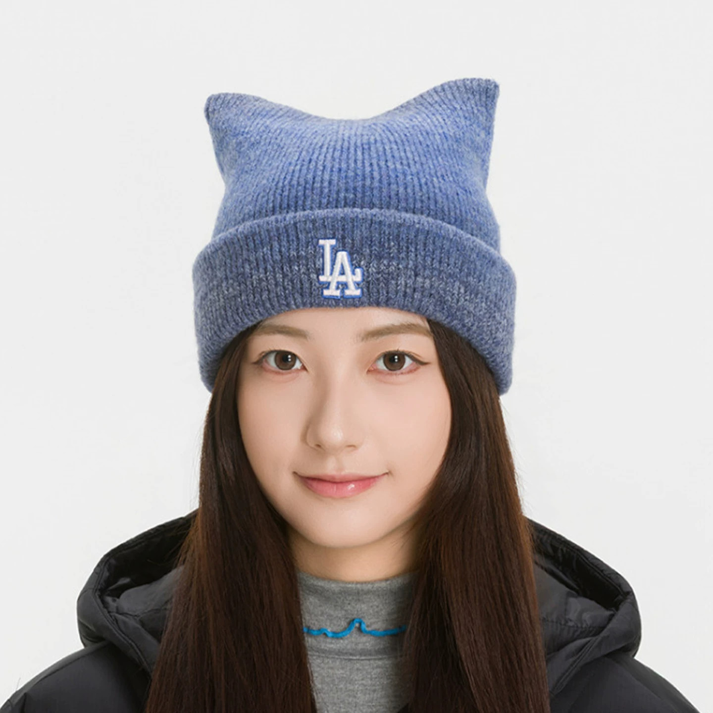 MLB美职棒儿童NY渐变猫耳针织帽