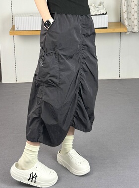 25新款MLB女款半身裙NY刺绣凉感抽绳降落伞裙工装运动裙3FSKB0553