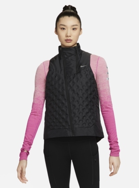 NIKE耐克羽绒女子25冬季跑步训练运动保暖拼接立领马甲外套FB7607