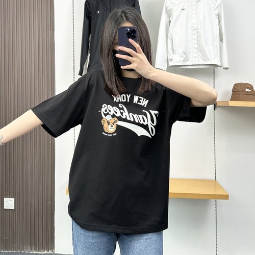 MLB男女短袖NY皱眉熊印花凉感T恤