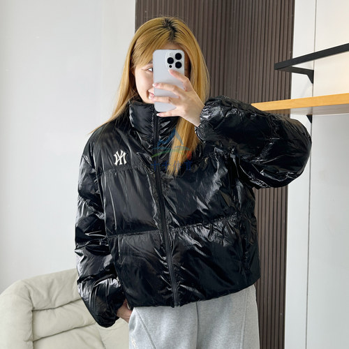 MLB女款羽绒服NY亮面短款面包服