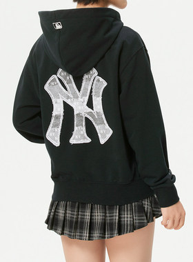 MLB男女款针织26新款后背刺绣LOGO休闲跑步连帽开衫卫衣3ATRM0261