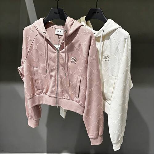 MLB女外套NY钻石老花拉链卫衣