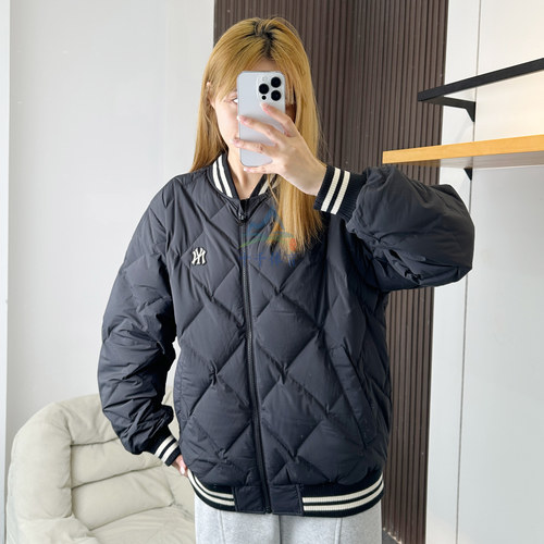 MLB羽绒服男女NY鹅绒菱格外套