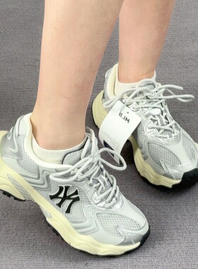 25新款MLB情侣老爹鞋男女NY复古厚底增高缓震运动休闲鞋3ASHW075N