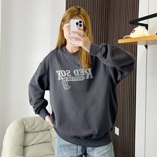 MLB卫衣男女款25秋冬新款NY字母印花休闲圆领运动套头衫3AMTV0554