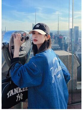MLB牛仔夹克男女情侣美式学院风牛仔棒球运动休闲外套3ADKR0134