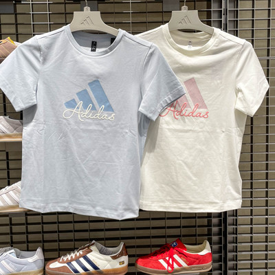 阿迪达斯女运动休闲短袖圆领T恤