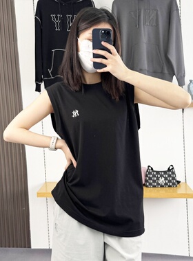 25新款MLB情侣背心男女NY小标纯色圆领无袖休闲运动T恤3ATOB0153